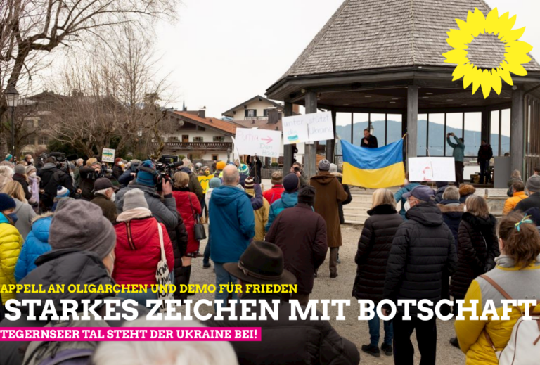 Demo am Tegernsee: überregionales Interesse für  Appell an Oligarchen und Friedenszeichen