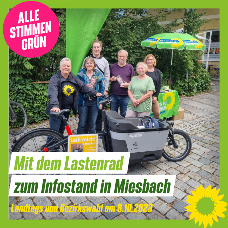 Lastenrad eifrig im Einsatz im Wahlkampf in Miesbach