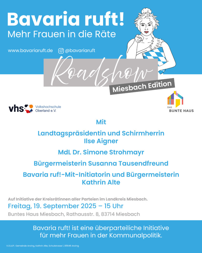 Mehr Frauen in die Räte! “Bavaria ruft!”-Roadshow kommt in den Landkreis Miesbach